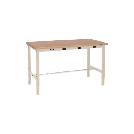 Global Equipment 96 x 36 Adjustable Height Workbench - Power Apron, Shop Top Square Edge Tan 253841BTNA